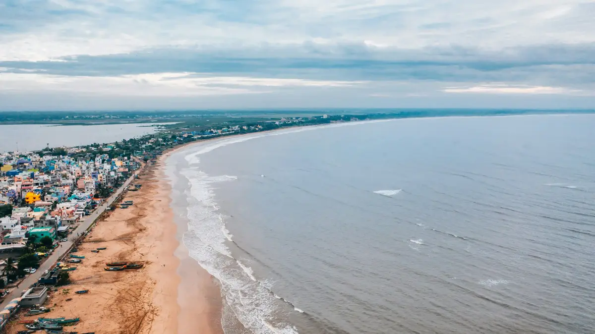 Beautiful Diu Beach Aerial Coastline Drone View